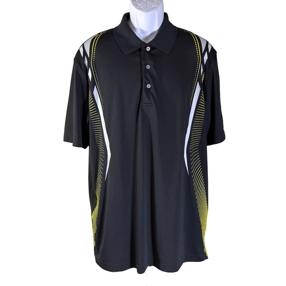 CHAMPIONS TOUR Men's Short Sleeve Button Down‎ Golf Polo Shirt Black XL
